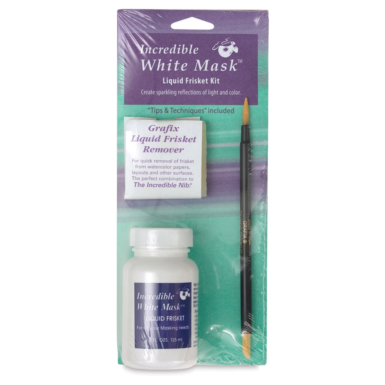 Grafix Incredible White Mask Frisket Kit - Liquid Frisket and The Incredible Nib Kit, Small